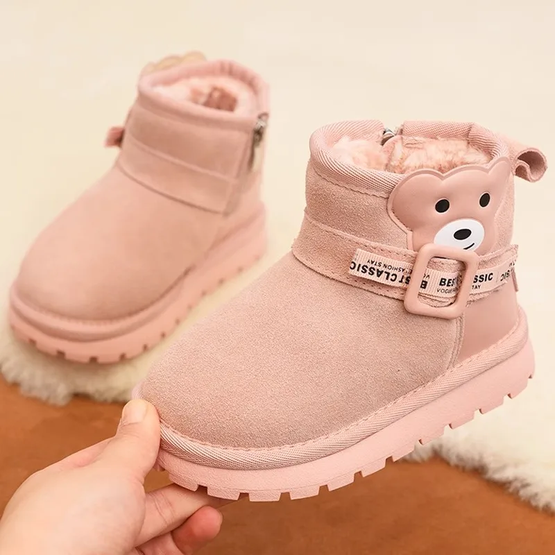 Cute Cartoon Children's Winter Boots for Girl Versatile Warm Boys Causal Fashion Snow Boots Trend New Kids Thickened Plush Boots