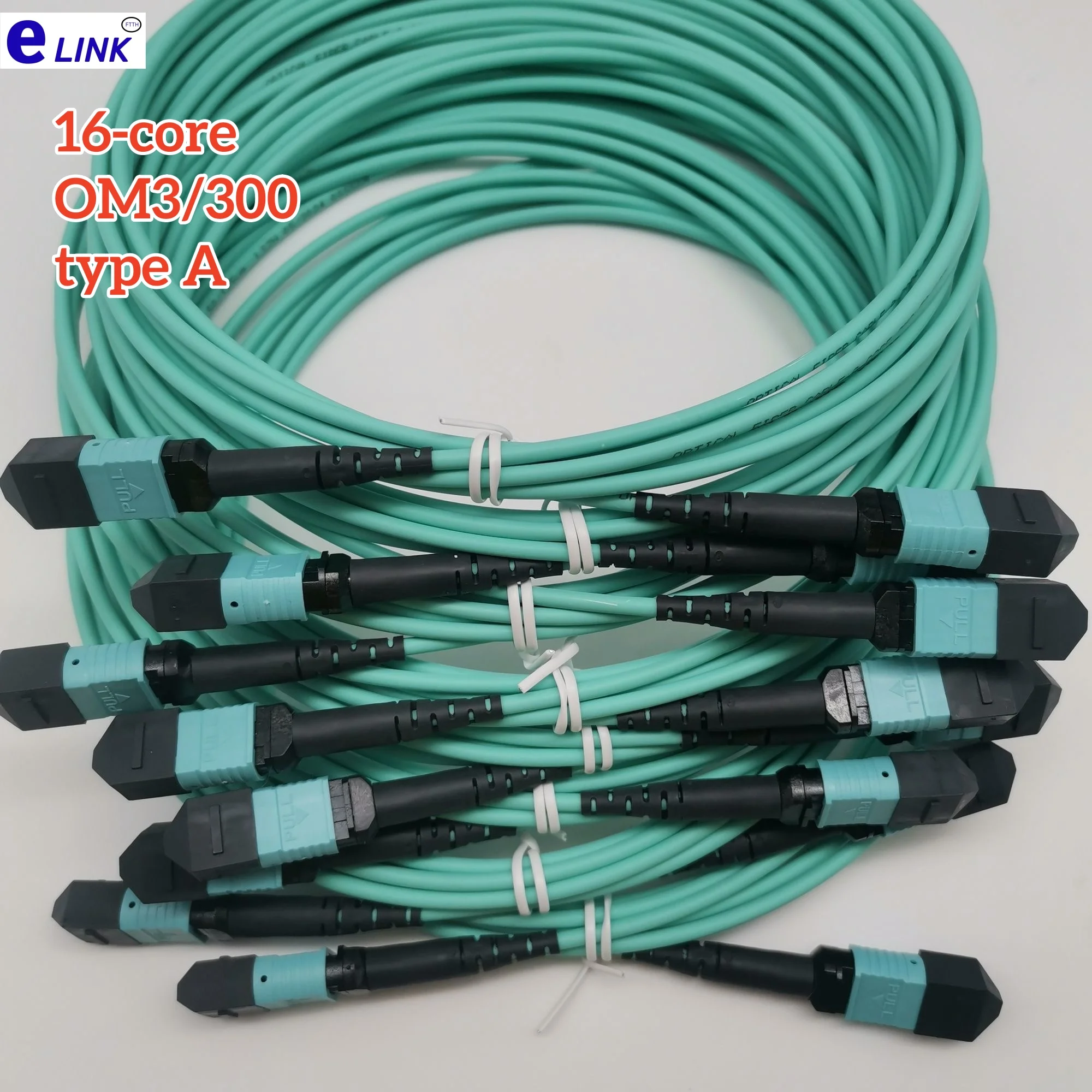 MPO-MPO fiber patchcord 16 core OM3/300 female male type A 2 3 5 10 15m optic patch lead aqua multimode 8C ftth jumper multimode