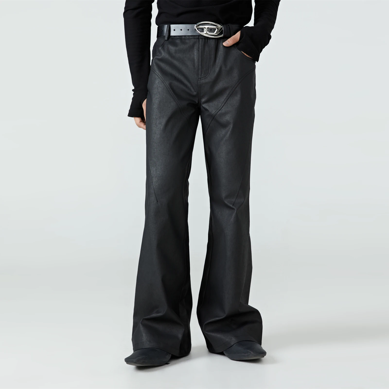 

Dark Avant-Garde Style Pants Wax Coating Deconstructed -fit For Men