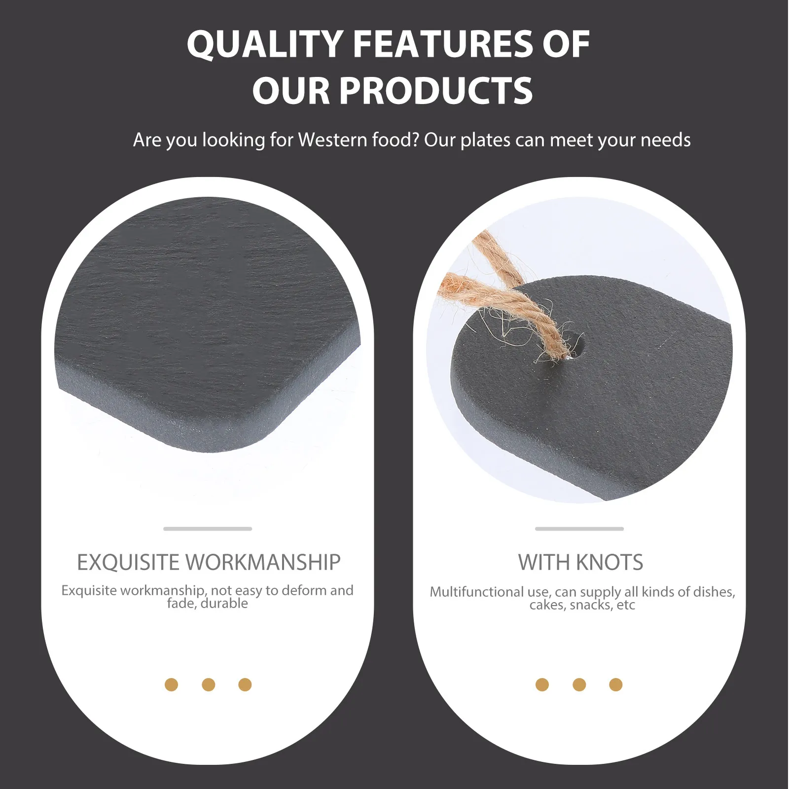 Slate Bread Plate for Hotel Chefs to prevent slipping with dark grey slate material