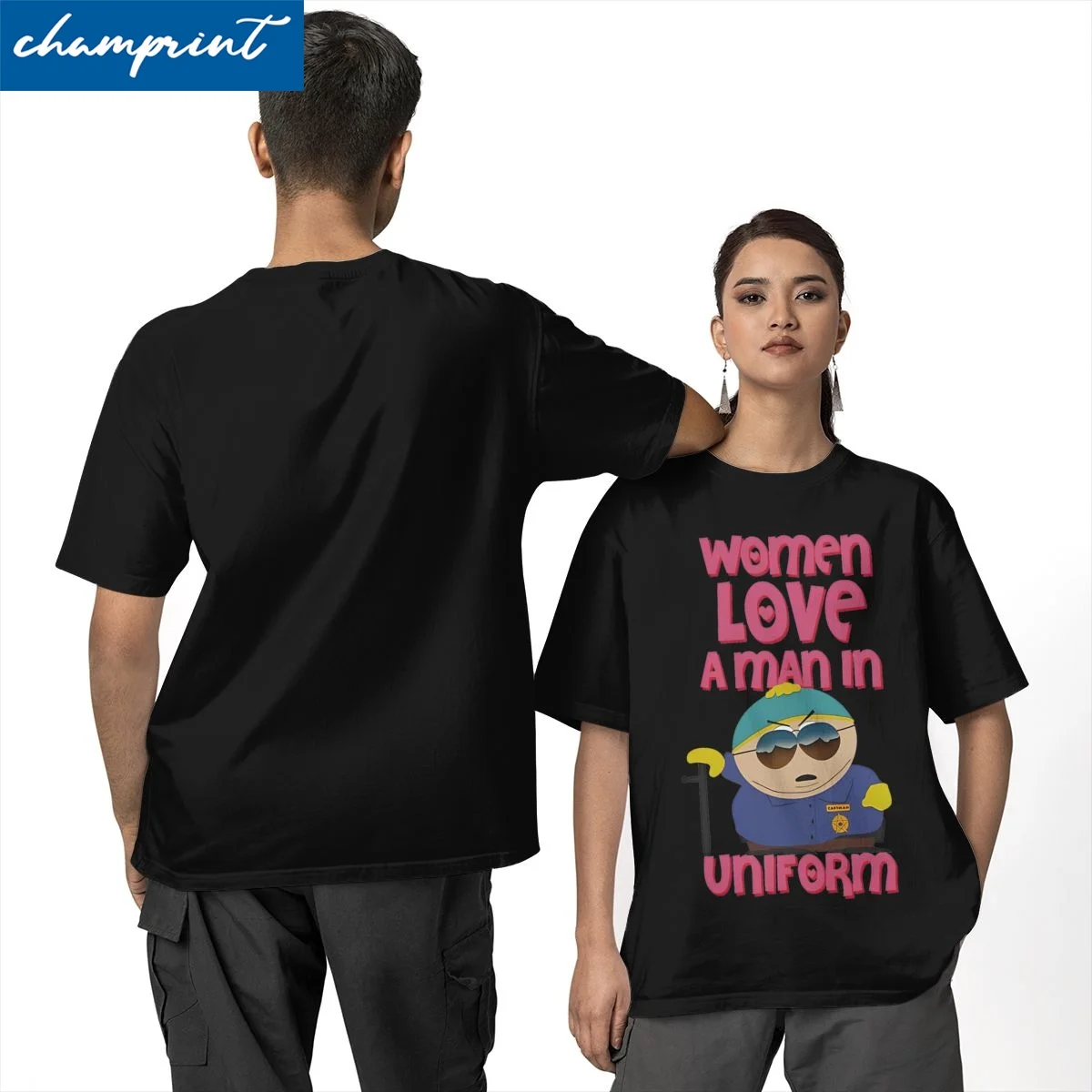Men Women Souths Parks T Shirts Cartman Love in Uniform Cotton Tops Funny Short Sleeve Round Collar Tee Shirt Party T-Shirt