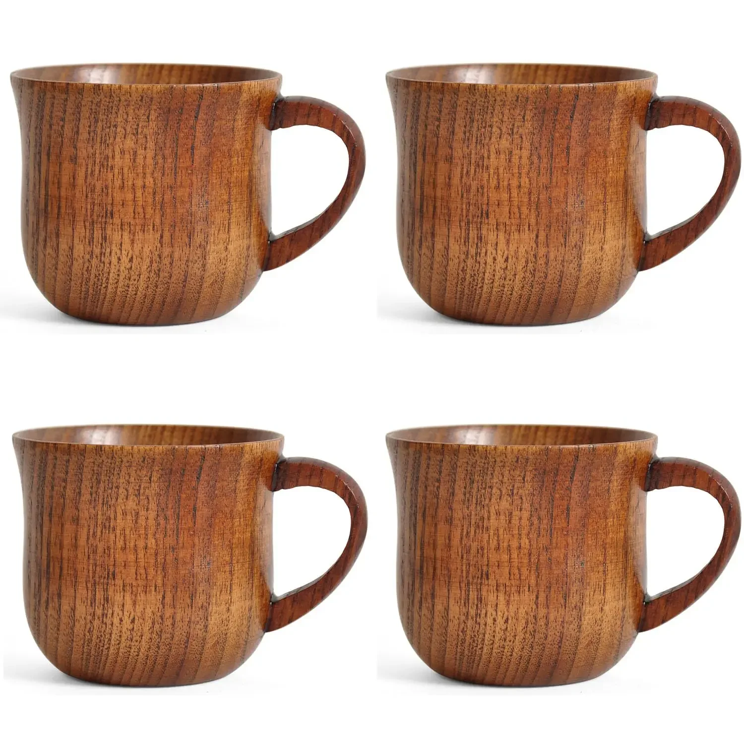 1/2/4 Pack Wooden Drinkware Water Cup 200ML Natural Solid Wood Coffee Cup Suitable for Drinking Tea Milk Coffee and Other Drinks