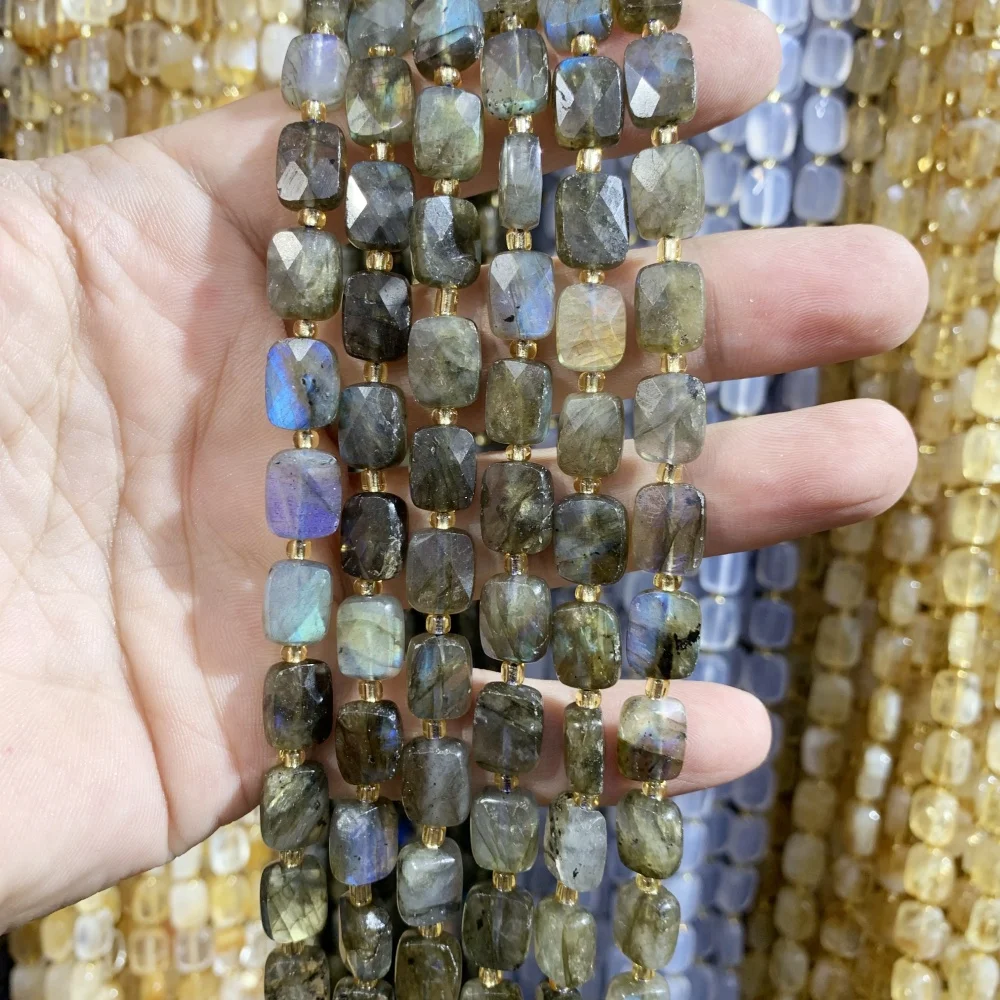

Natural 8x10mm square cutting surface Labradorite moon stone Citrine Loose Bead DIY Earrings Necklace Bracelet Jewelry Making