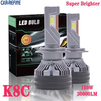 k8 150W 30000LM h7 h4 Led Bulb Headlight kits H1 H4 H7 H8 H11 9005 9006 6000k Canbus 3 Copper Tube h7 Led Light
