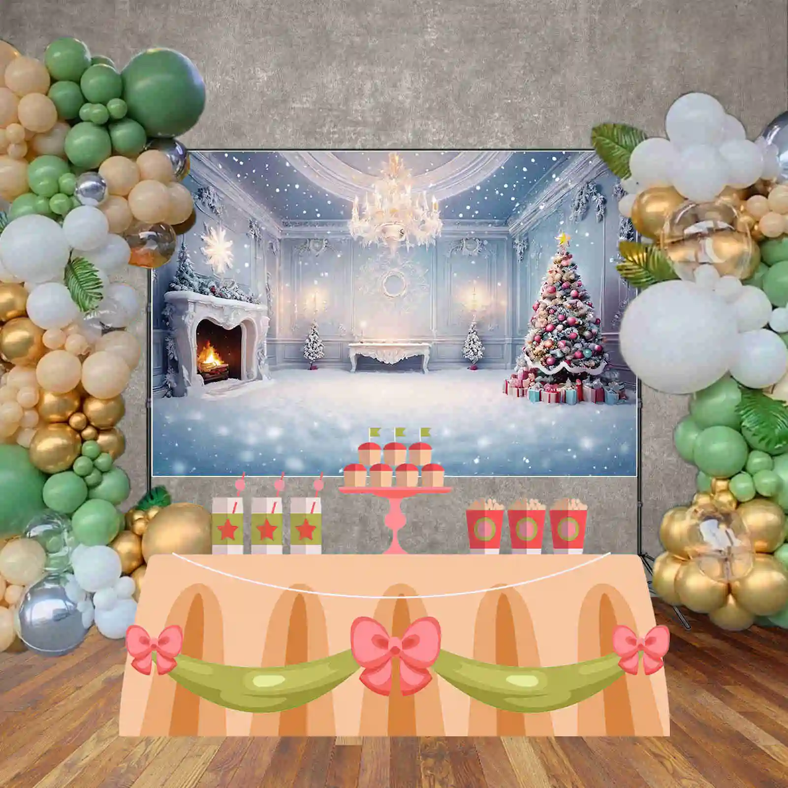 Lua. QG-Fundo De Natal para Sala De Estar, Lareira, Enfeites Congelados, Fundo De Neve, Decoração De Festa, Acessórios De Fotografia