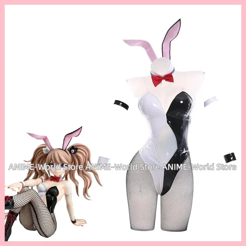 Enoshima Junko 코스프레 의상 게임 Danganronpa 코스프레 화이트 블랙 버니 걸스 선물 할로윈 의상 전체 옷
