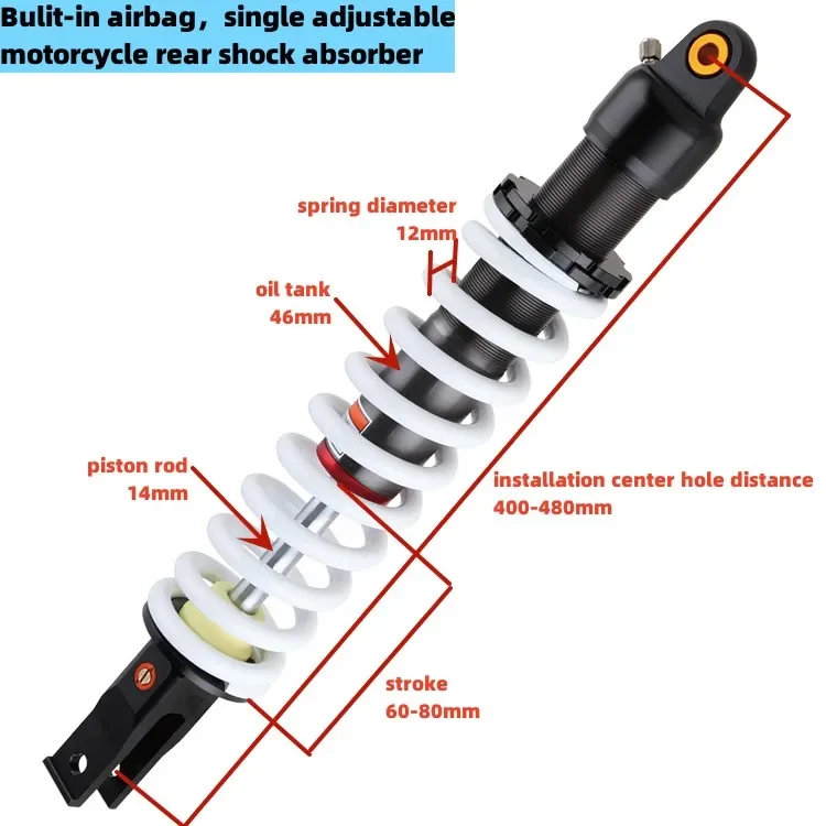 Rear Shock Absorber Motorcycle 400 Mm Adjustable Hydraulic Cheap Motorcycle Rrear Air Shock Absorber Manufacture