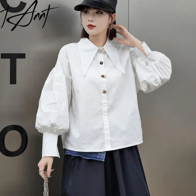 

Tannt Women Shirt Lantern Sleeve Vintage Casual Shirts Blouses Long Sleeves Black White Rose Red Fashion Blouses Tops women 2024