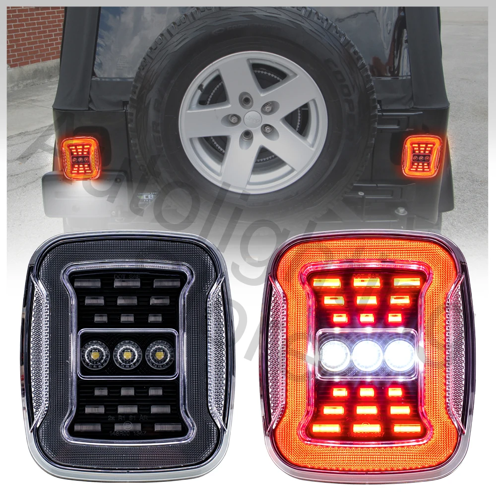 Feux arrière à LED pour pare-chocs, frein, clignotant, barrage et feux de course, Jeep Wrangler YJ, TJ, CJ5, CJ7, CJ8, version USA, 2 pièces