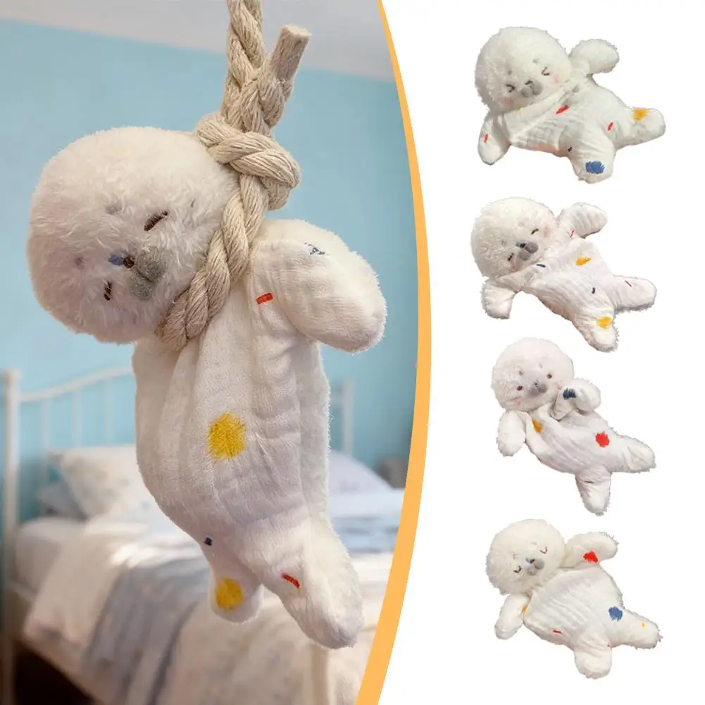 스트레스 해소 플러시 장난감 귀여운 물개 콩 가방 걸이용 로프 포함 재미있는 감각 장난감 스트레스 해소 및 어린이용 U4H5