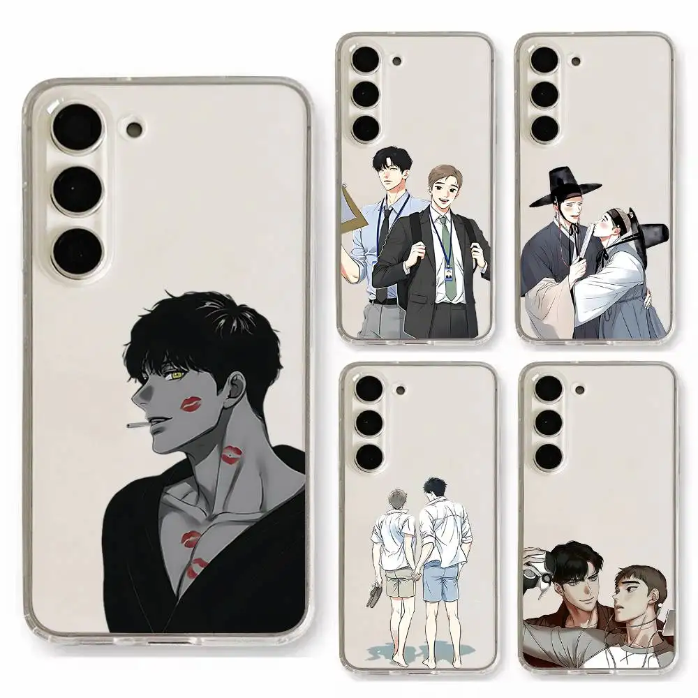 B-Bj-A-Alexs Capa de telefone transparente anti-impressão digital para Samsung Galaxy A52, A12, A51, S24, S23, S22ULTRA, S21 Edge, S20LITE, Plus