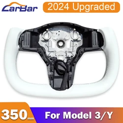Carbar 350mm Yoke Steering Wheel For Tesla Model 3 Y 2018 2019 2020 2021 2022 2023 Without Front Trim Save Cost