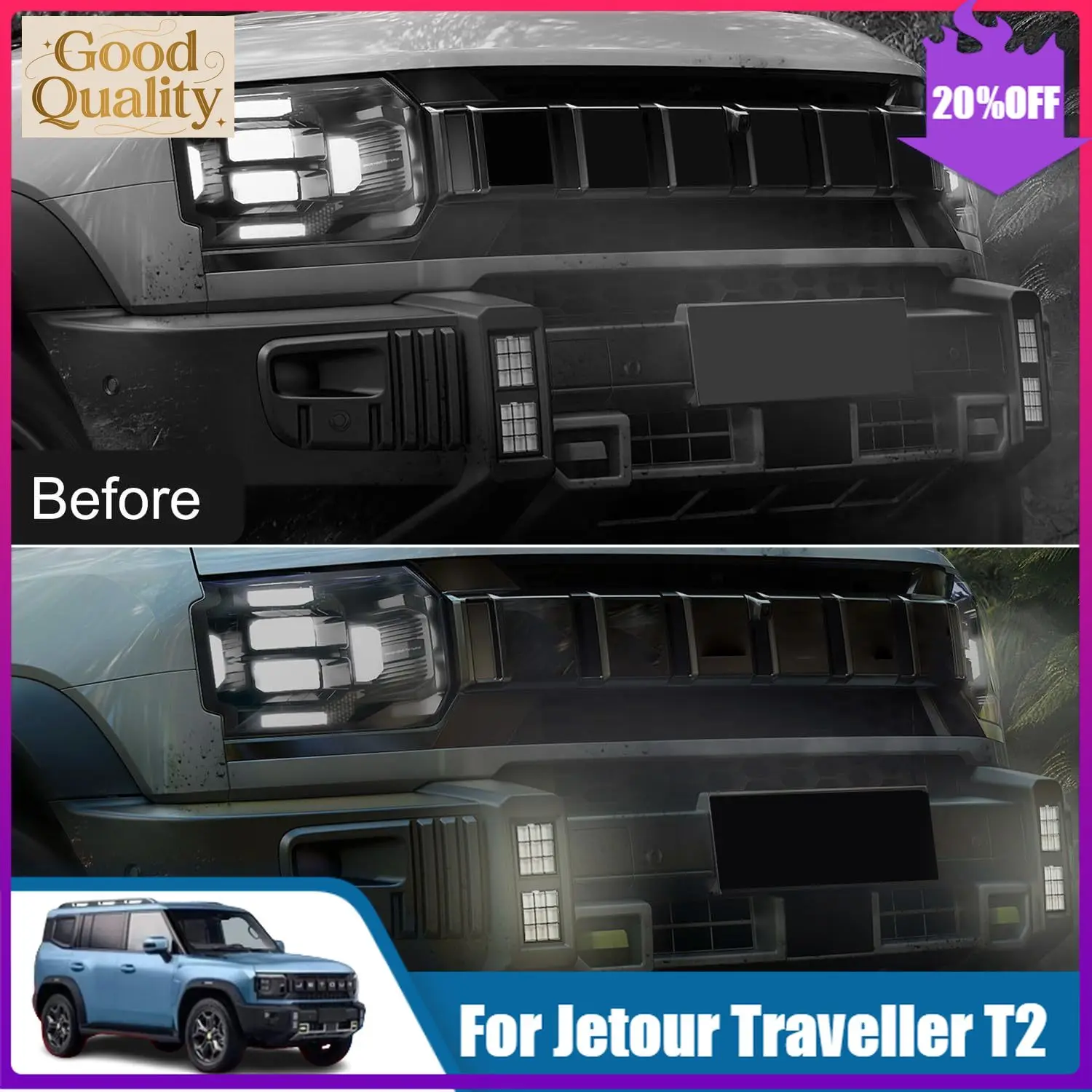 

For Jetour Traveller T2 2023-2025 Fog Light Lamp LED Daytime Running Lights 2pcs Car Accessories