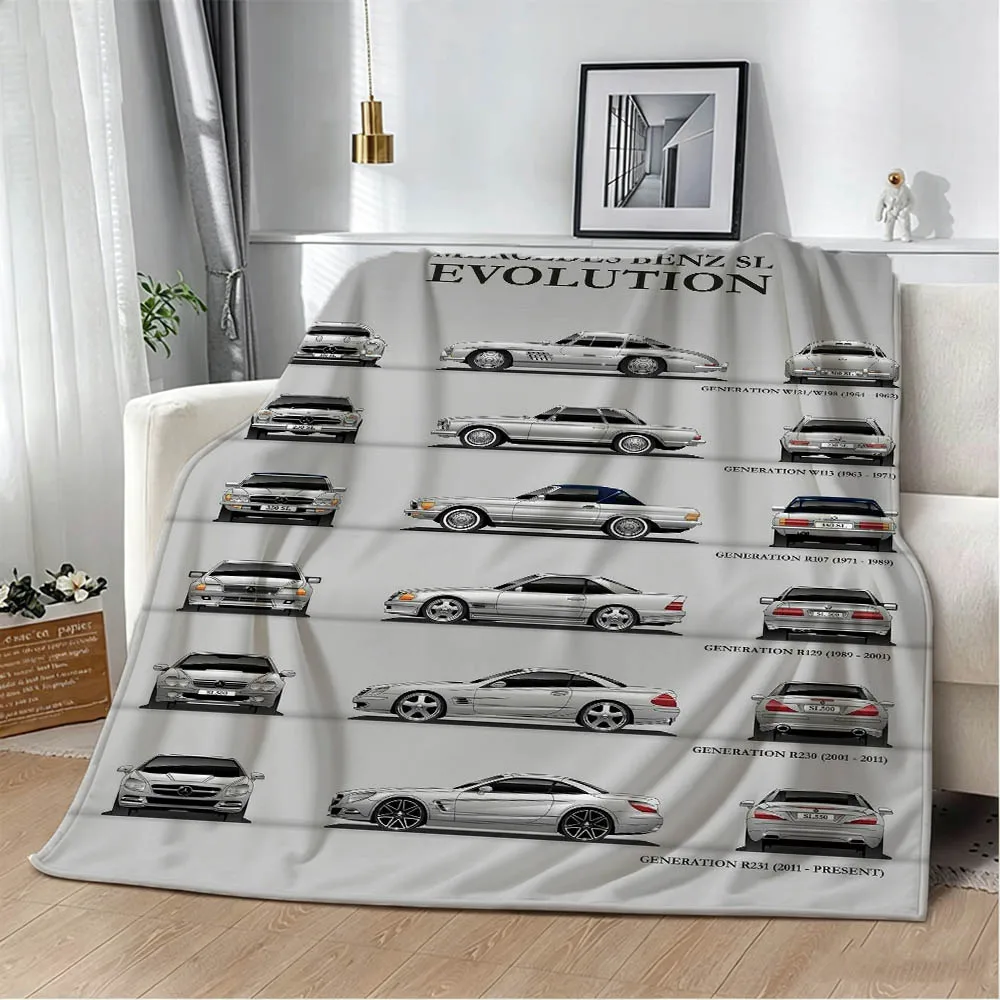3D SL Evolution Cool Racing Car Collage Flannel Blanket Soft Throw Art For Wall Home Decor Bedroom Sofa Naps Picnic Gift Present