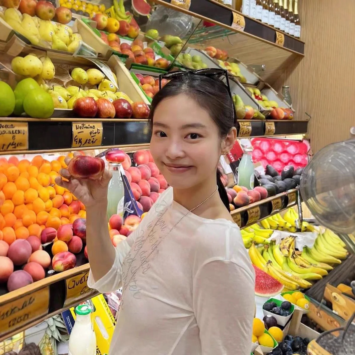 الكورية مصمم جيلا ليوسيل رسالة تي شيرت سليم صالح كم طويل الكورية نمط المرأة أزياء جيني مطبوعة عارضة أعلى #1