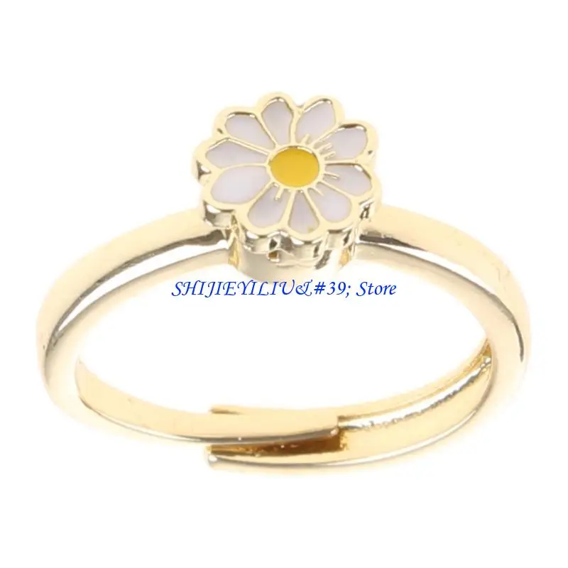 E21F Retro Flower Winding Stackable Ring Spinner Rings for Couple Women Men