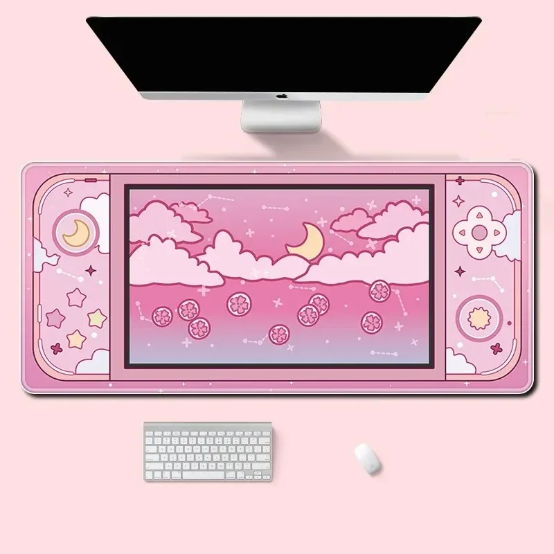 Cartoon Moon Stars Large Mouse Pad Computer Desk Mat Kawaii Aesthetic Mousepad Cute Sky Art Setup Home Gamer Decoration Cushions