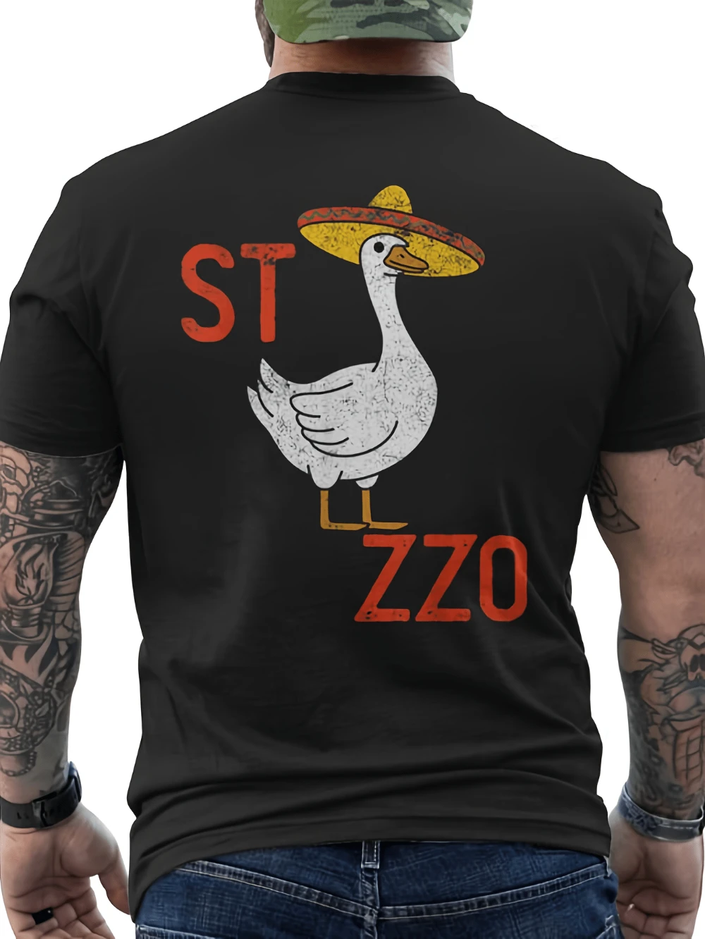 St. Goose Zzo Italian-themed T-shirt Featuring The Italian Tocazzo Goose Logo Short-sleeved T-shirt Men's T-shirts for Summer