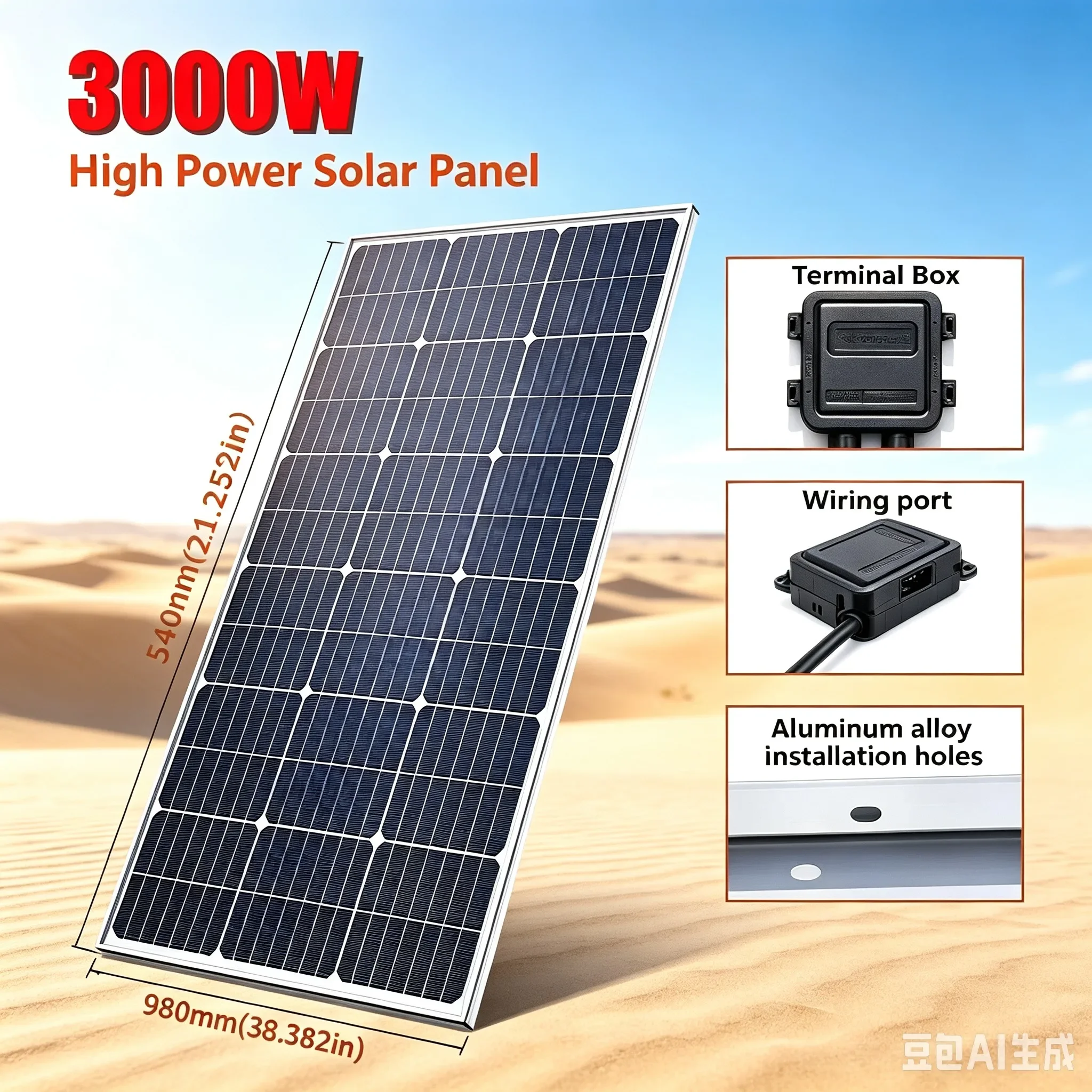 3000W Solar Panel Full Kit with 2000W Inverter, 100A Charge Controller & 10Ah LiFePO4 Battery, Off-Grid Solar System