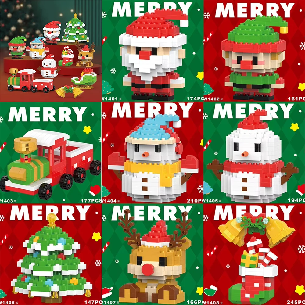 

DIY Рождественский строительный блок Снеговик Лось Санта-Клаус Модель Микро Кирпич Строительный блок Рождественская елка Украшение Детский комплект Игрушка в подарок