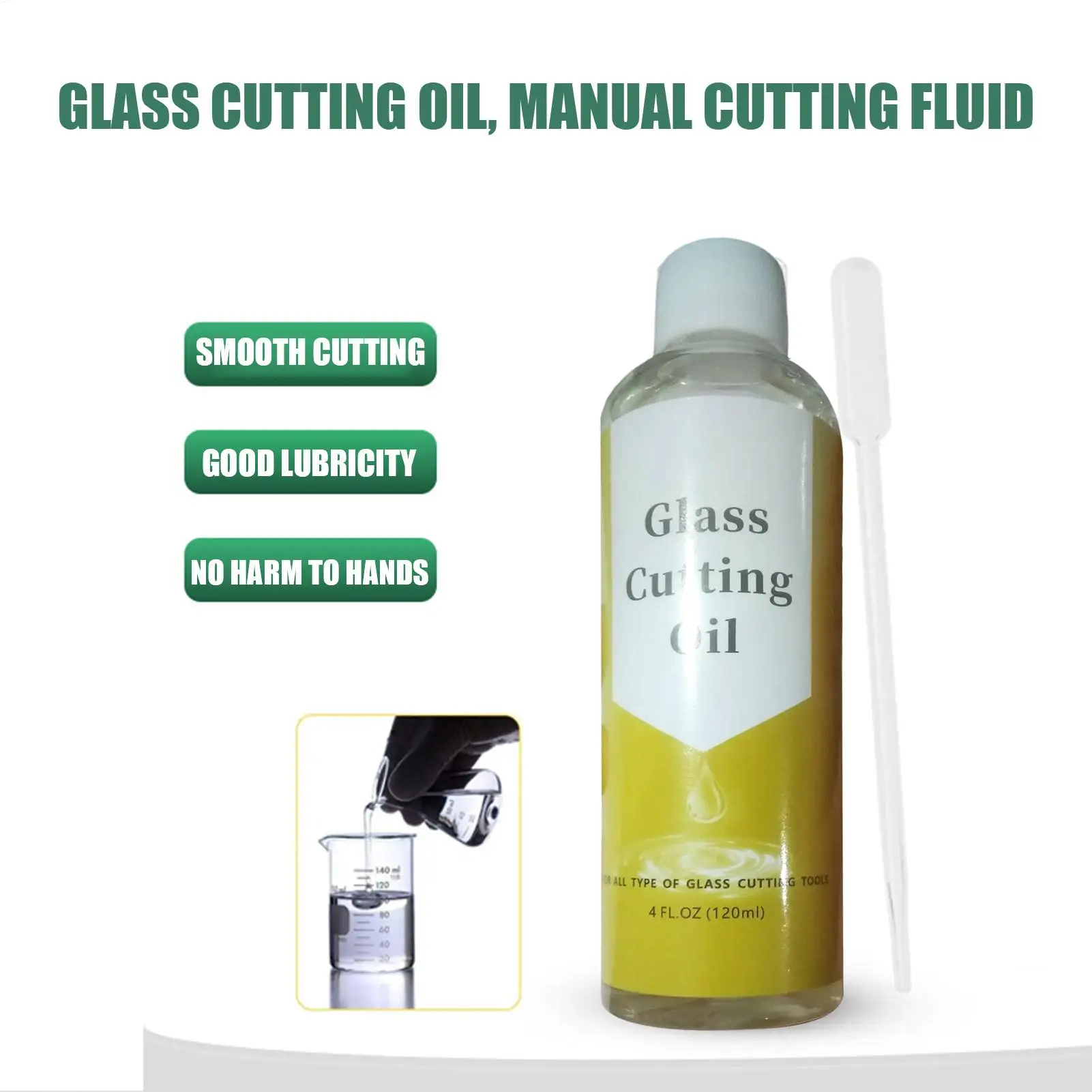 120ml Glass Cutting Oil, Easy Apply & Clean Lubricant For Mosaics, Mirrors, Tiles, Stained Glass & Fusing Craft Multipurpose