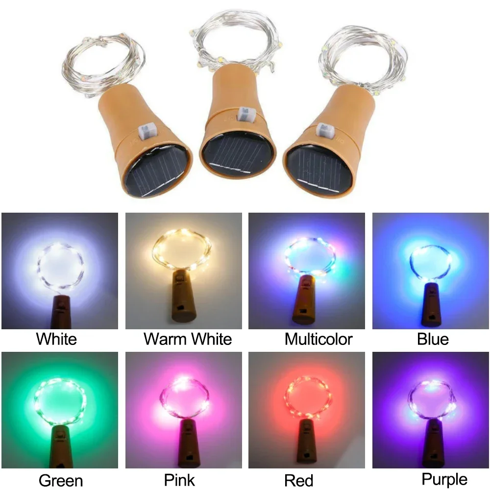 10 Pack Solar Wine Bottle Lights 20LED Silver Wire Cork Lights Waterproof Fairy Lights for Liquor Bottles Crafts Party Wedding