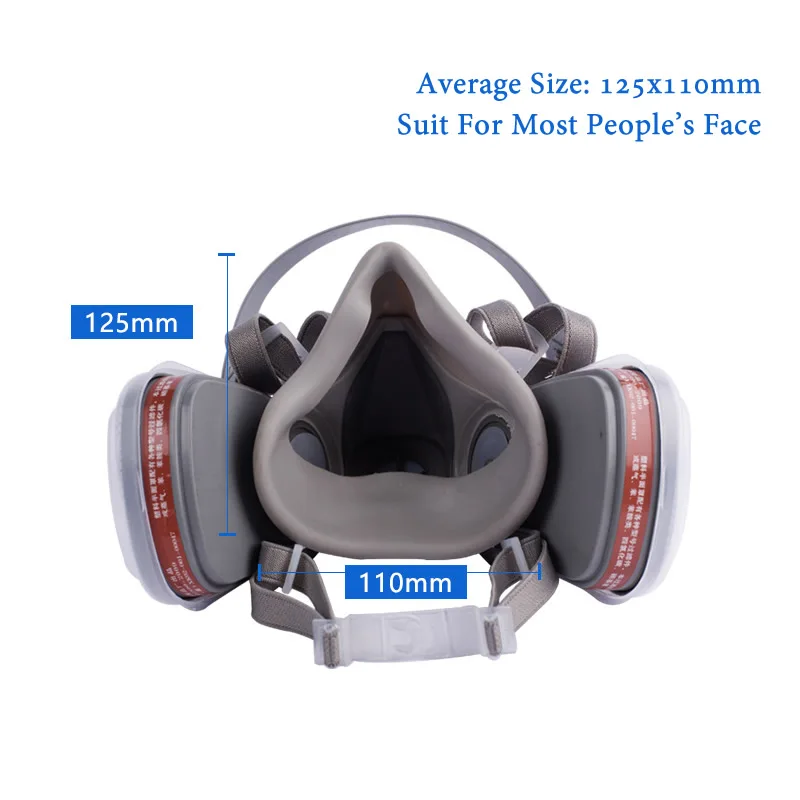 1pcs 6200 Dust Gas Respirator Reusable Rubber Half Face Mask Only For Painting Spraying Work Safety General Connection Port