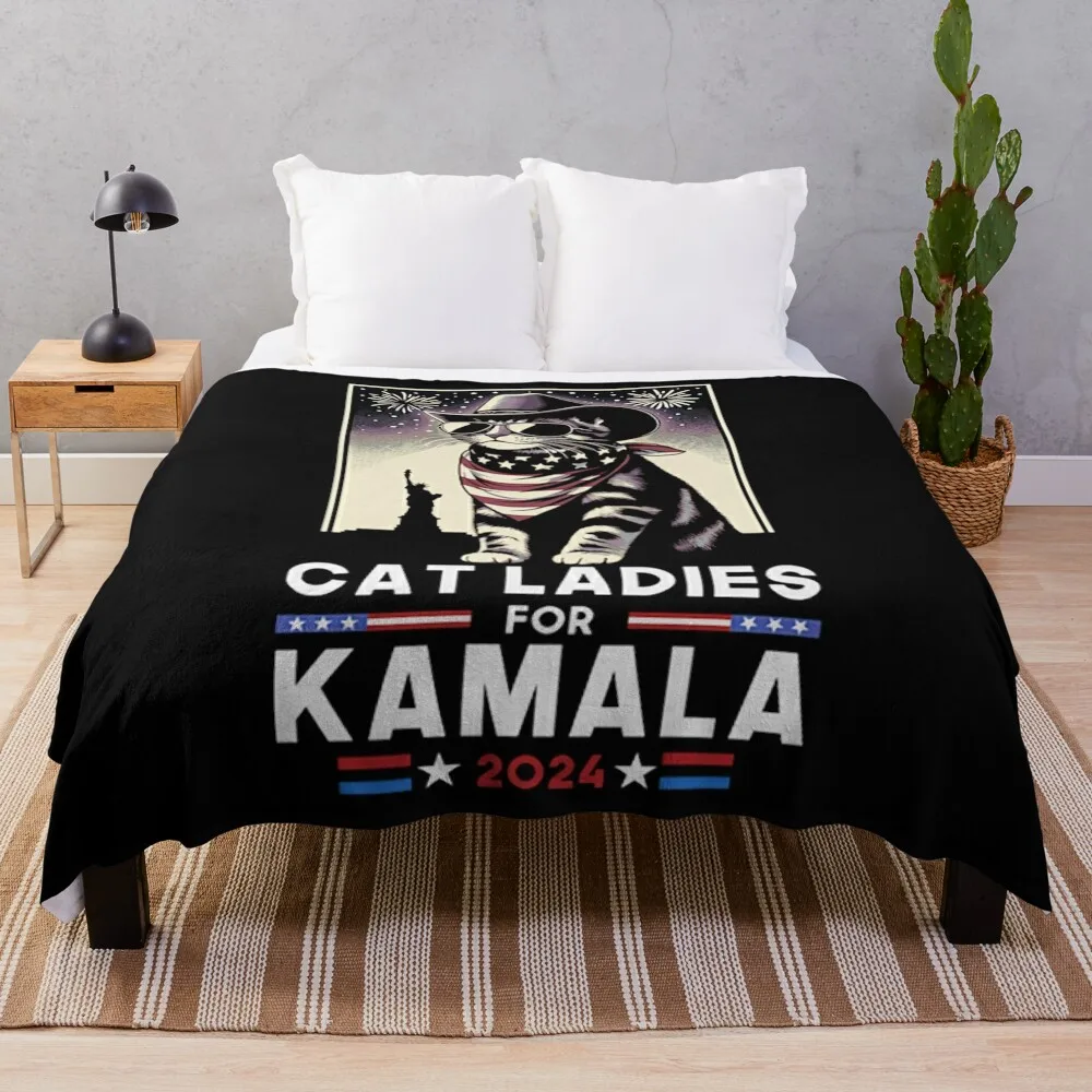 

Cat Ladies for Kamala Funny Cat 2024 President Kamala Harris Throw Blanket Warm For Baby Multi-Purpose Blankets