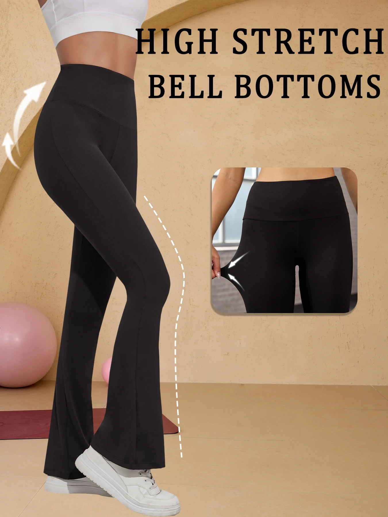 Women's Super Soft Flare Pants High Waisted Tummy Control Workout Yoga Leggings Bell Bottoms