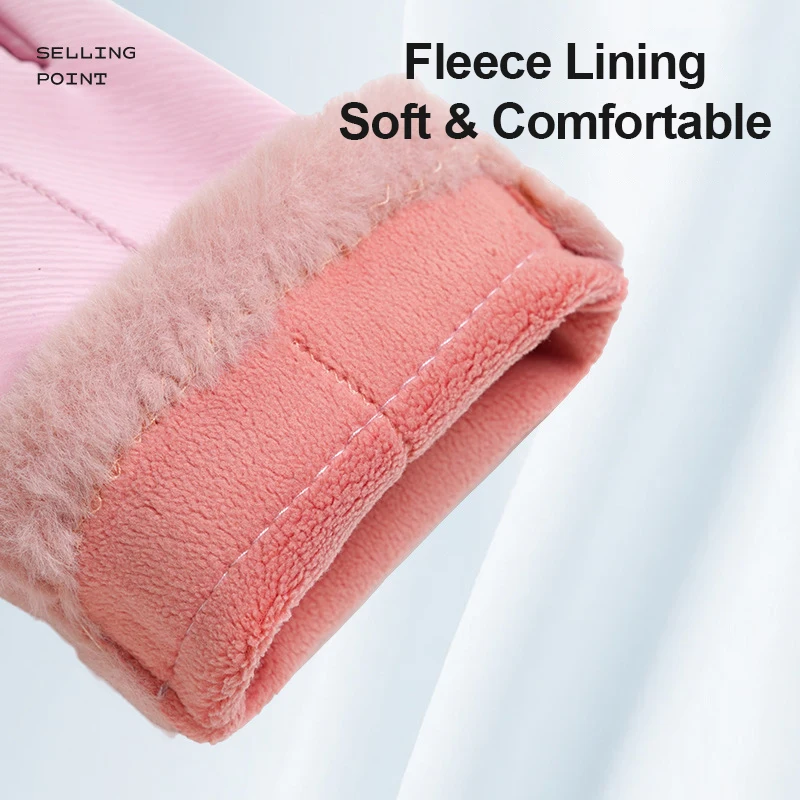 Women Winter Gloves Windproof Fleece Lined Touchscreen Gloves Casual Soft Faux Fur Cuff Water Resistant Outdoor Warm Cute Gloves