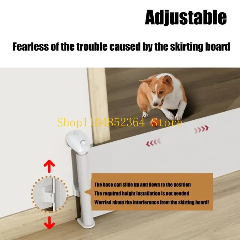 

652F Adjustable Baby Staircases Guard Retractable Meshes Baby Gates for Doorways and Openings Household Dog Barrier Enduring