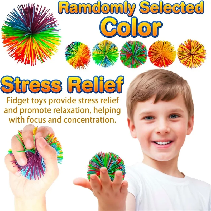 Affe Strähnige Bälle Weiche Regenbogen Pom Bouncy Squeeze Fidget Spielzeug für Kinder Erwachsene mit ADHS Autismus Party Gefälligkeiten Geburtstagsgeschenke