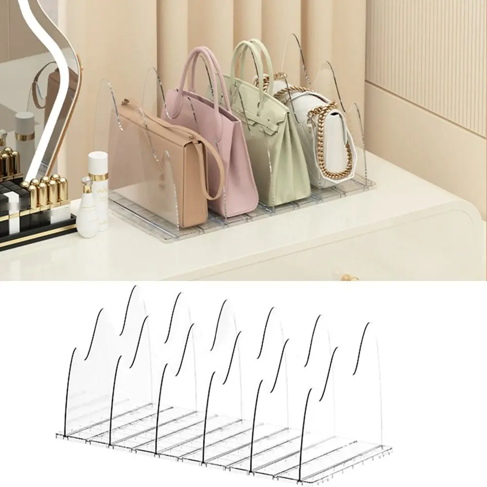 

Adjustable Bag Storage Dividers Rack Wavy Anti-slip Pad Clear Handbag Organizer Easy To Install Durable Bag Display Stand Purse