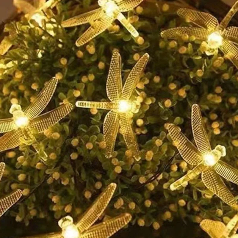 20LEDs พลังงานแสงอาทิตย์ Dragonfly String ไฟกันน้ํากลางแจ้ง 8 โหมดไฟ Fairy สําหรับ Home Patio Garden งานแต่งงานตกแต่งคริสต์มาส