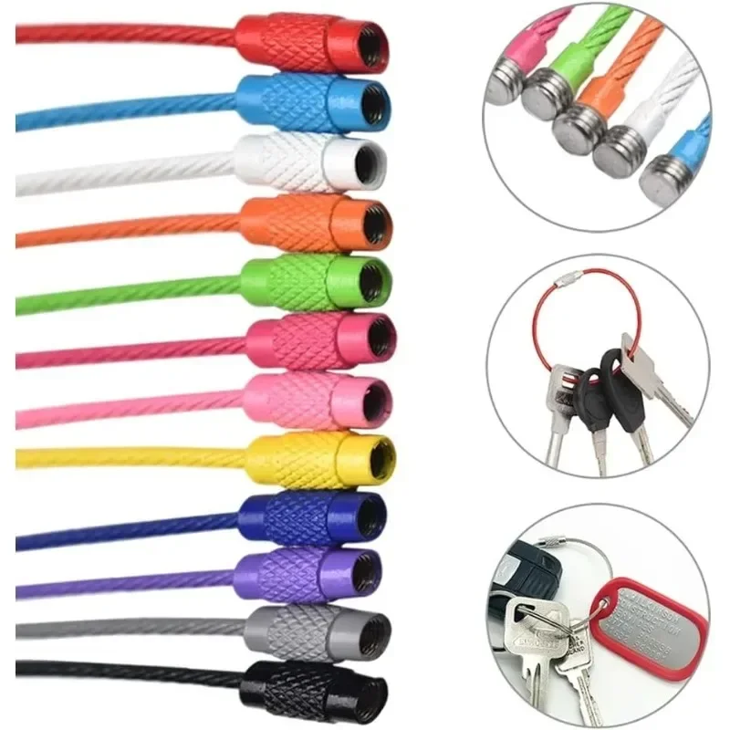 100 Pack Wire Keychains Metal Luggage Tag Loops Cable Wire Rings Key Tags with Rings for Crafts Pull Apart for Keepers Key Fobs