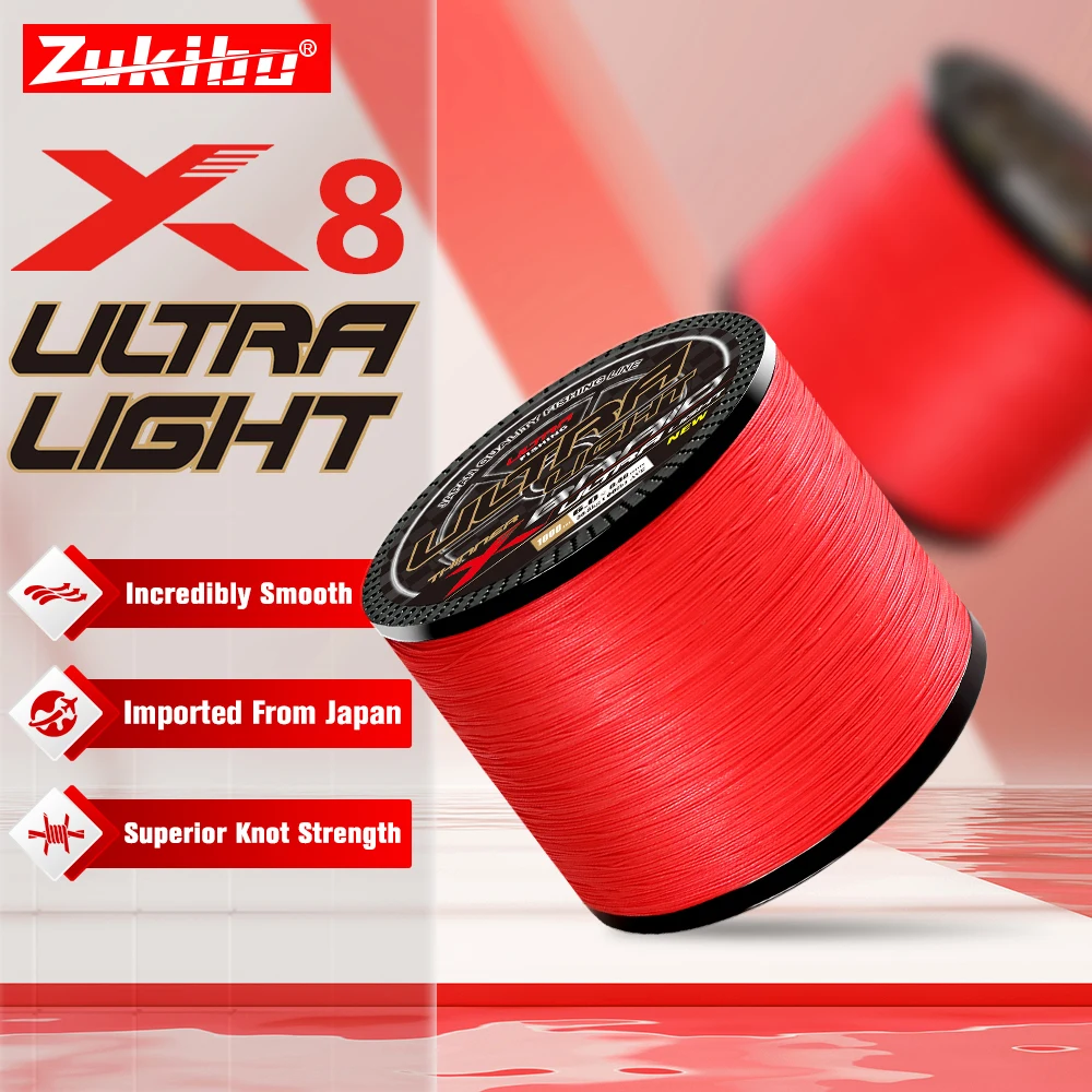 ZUKIBO ULTRA LIGHT Japan High Quality Material 8 Strands Colorfast Braided Fishing Line Super Smooth Multifilament PE Salt Line