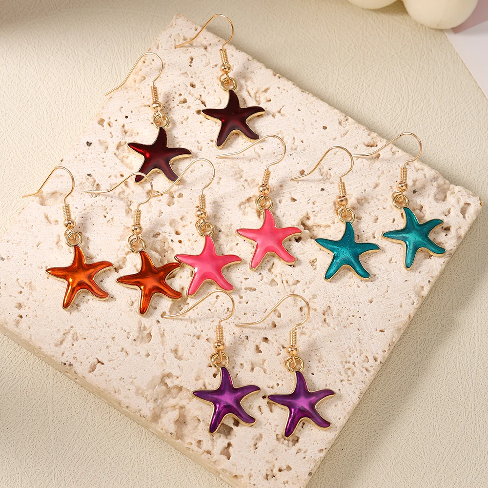 Aihua Lovely Bohemia Niedliche Seestern-Anhänger-Ohrringe für Frauen und Mädchen, bunte Sommer-Strandmode, Seestern-Ohrringe, Schmuck, Geschenk – Detail 6