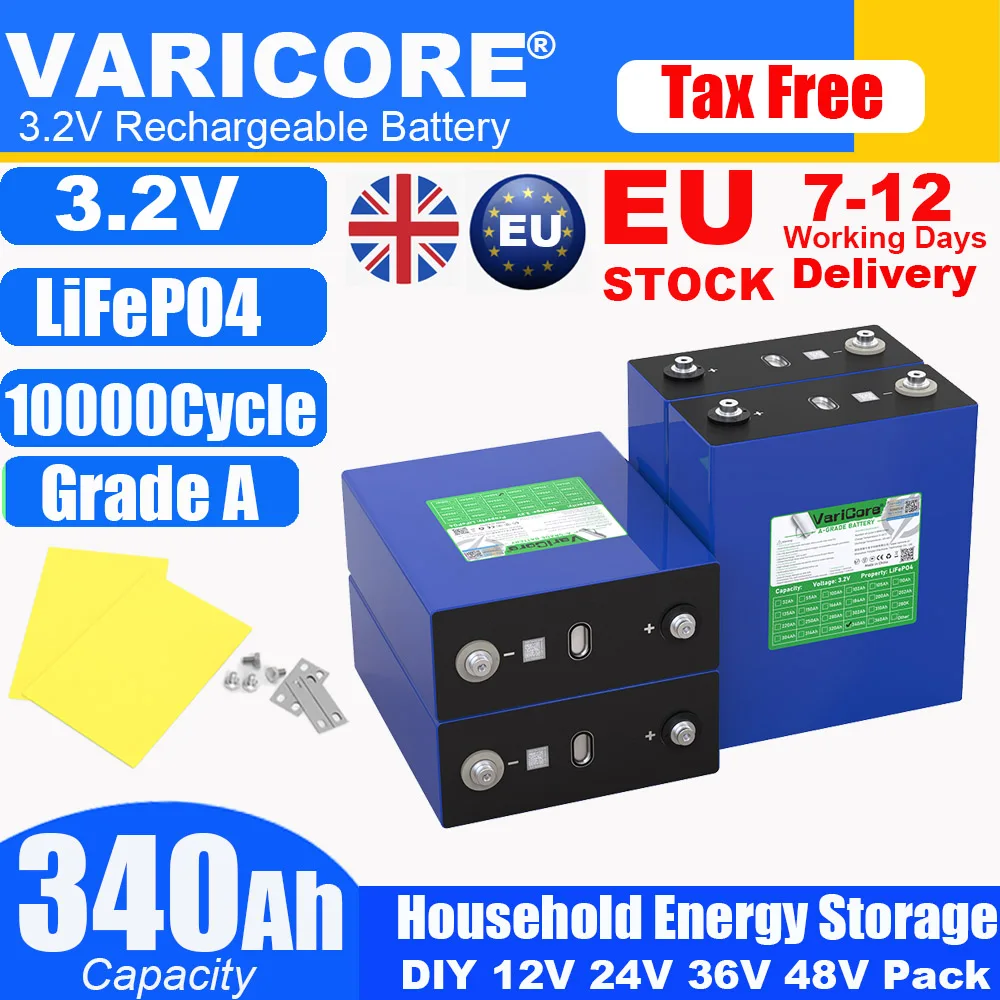 

3.2V 340Ah Lifepo4 Rechargeable Battery Lithium Iron Phosphate DIY Travel Solar RV Campers Cell Transfer aluminum Tax Free