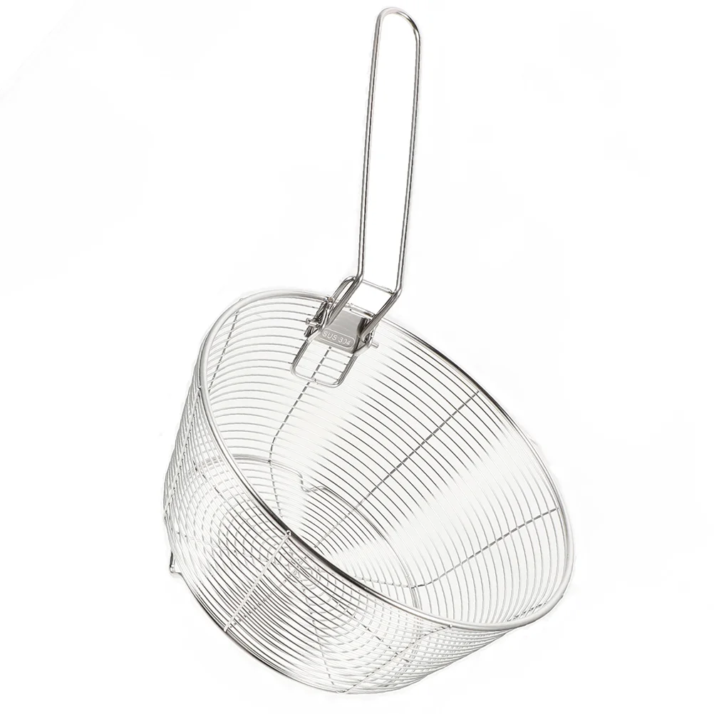 

Stainless Steel Frying Basket Chip Mesh Square Container French Fries Baskets Handle Deep Food Containers