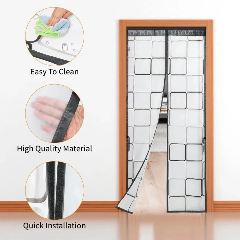 ستارة باب شفافة مغناطيسية عازلة للحرارة تعتيم مقاوم للرياح إيفا ذاتية اللصق موفرة للطاقة لجميع المواسم