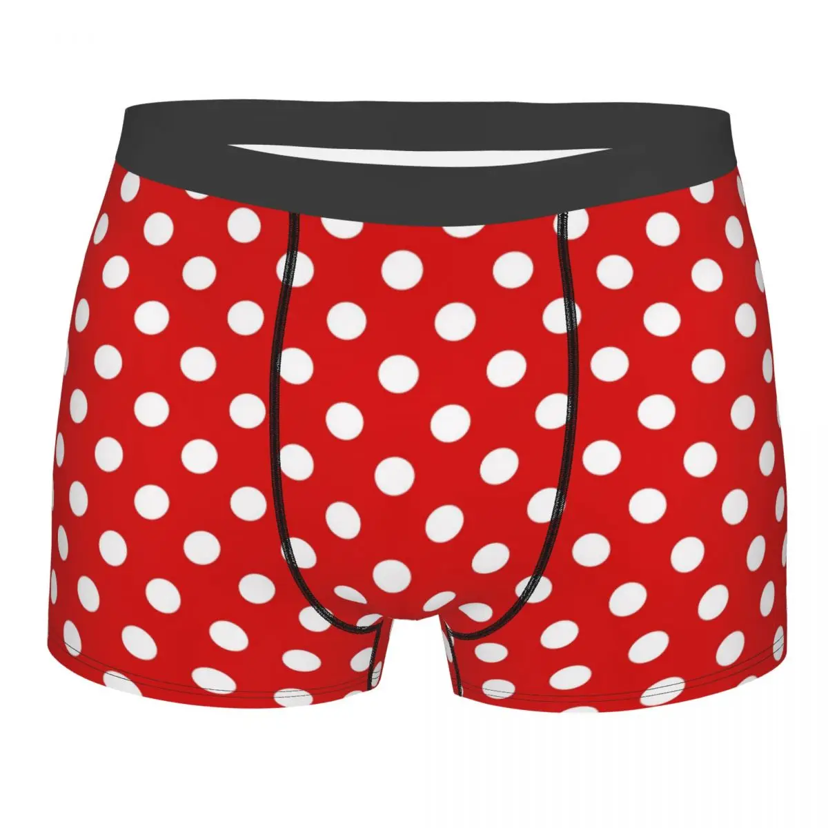 Men's Red Polka Dot Underwear Cute Hot Boxer Briefs Shorts Panties Homme Breathable Underpants S-XXL