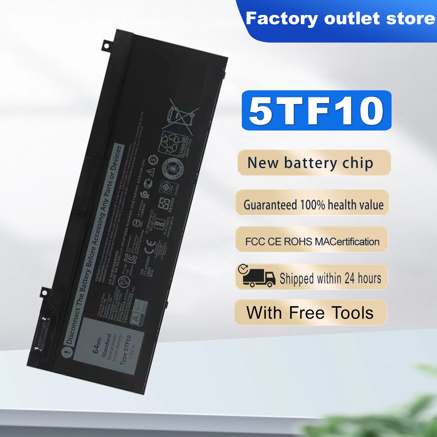 DXT New  Laptop Battery 5TF10 for Dell Precision 7730 7740 7530 7540 P34E P74F P34E001 P34E002 P74F001 P74F002 7.6V 64WH