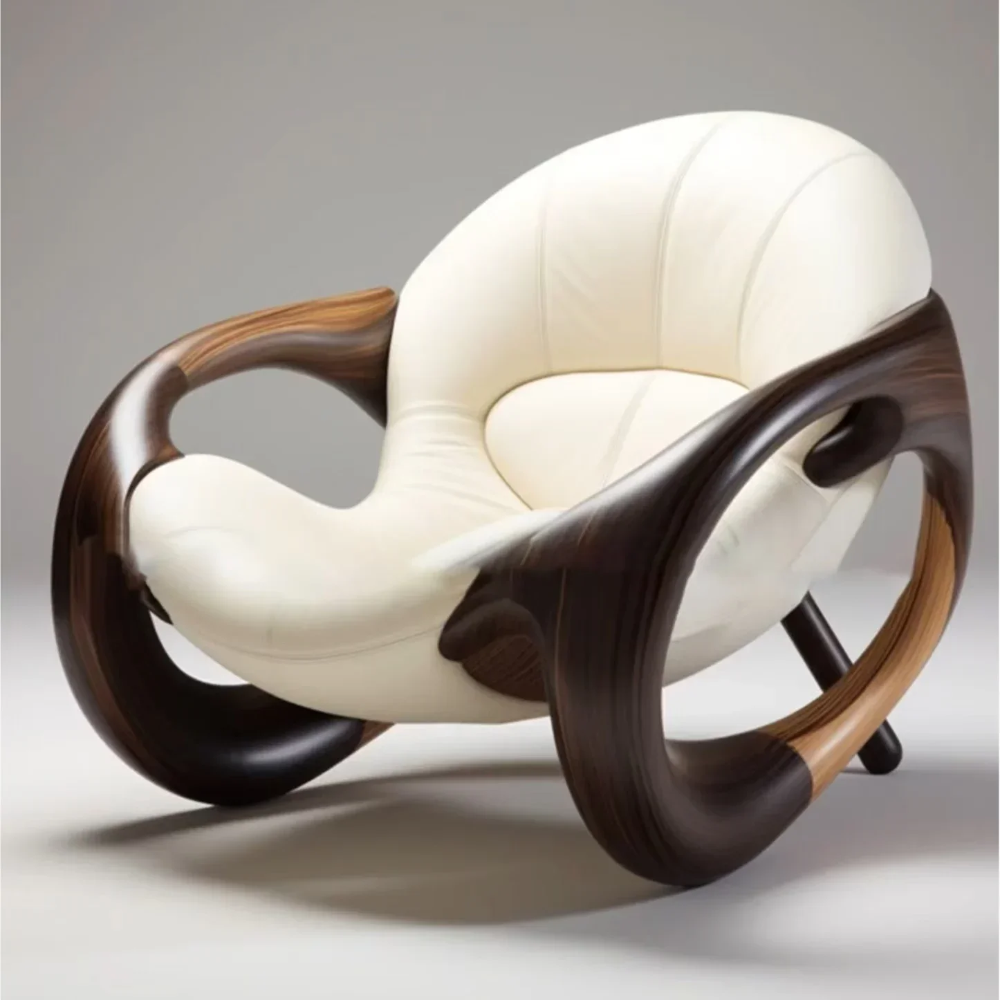 

French Solid Wood Sofa Chair Living Room Balcony Black Walnut Lazy Chair Leisure Creative Furniture
