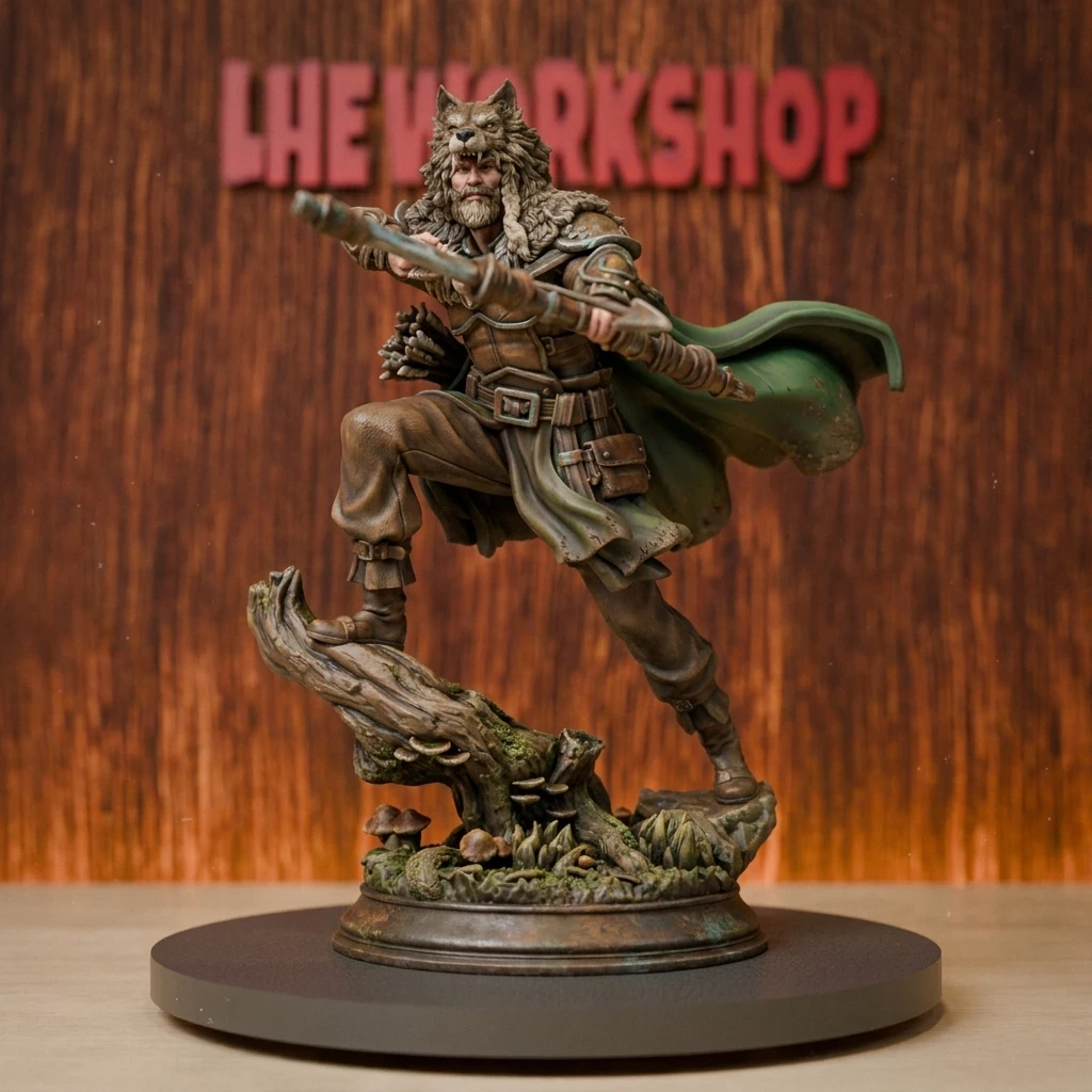 Human Archer Ranger Miniatures | 28mm-75mm | Resin 3D Printed DND Pathfinder Mini | Unpainted Grey