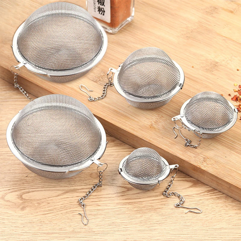 

Tea Infuser Stainless Steel Sphere Mesh Belt Chain Household Locking Soup Marinade Filter Seasoning Ball Kitchen Accessories