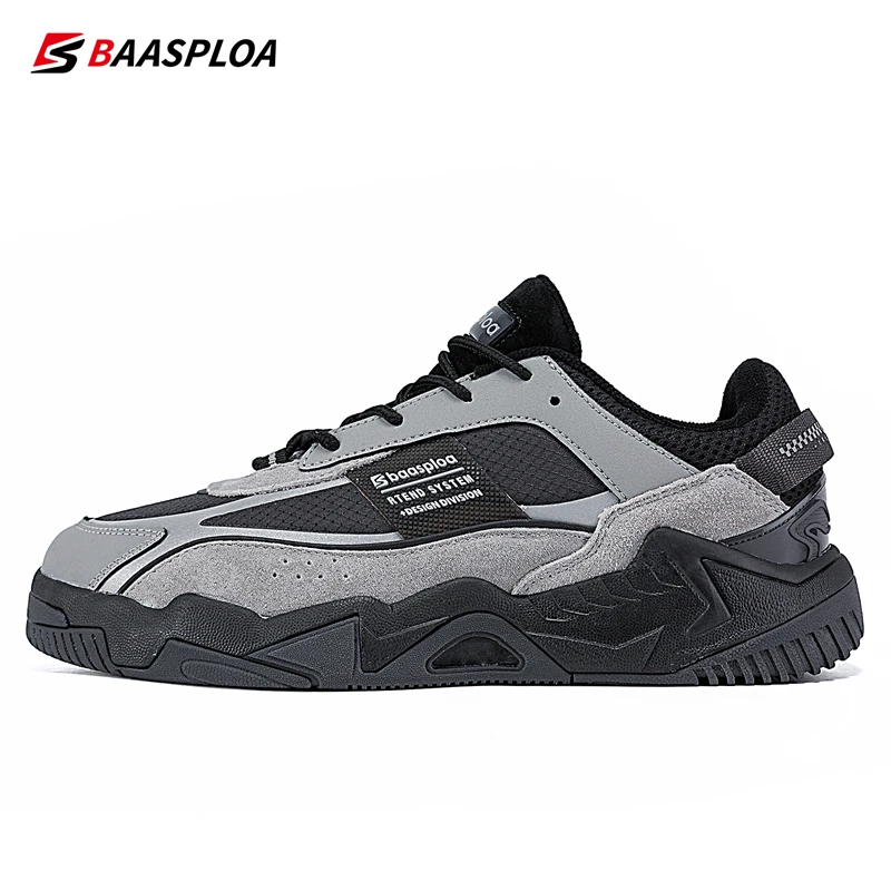 Baasploa męskie buty na co dzień skórzane wodoodporne trampki dla mężczyzn sznurowane buty do chodzenia antypoślizgowe Outdoor New Arrival darmowa