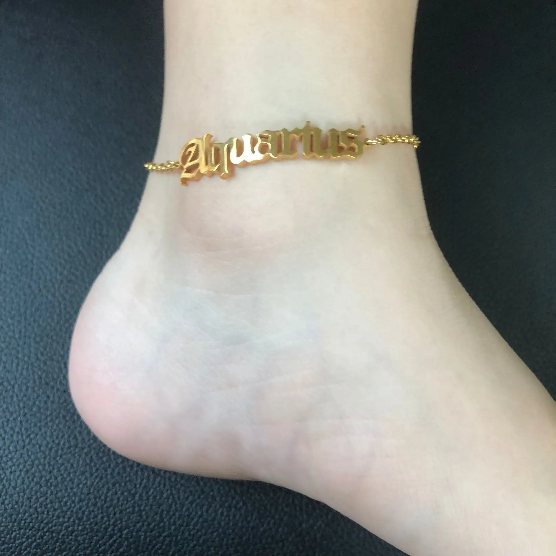 Zodiac 12 Constellations Anklets Bracelet For Women Stainless Steel Gold Color Letter Cancel Anklet Boho Barefoot Foot Jewelry