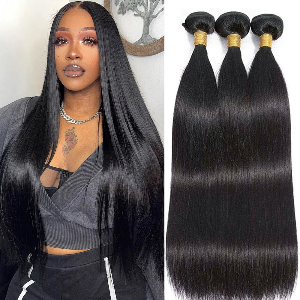 

Прямые пучки человеческих волос, 30 дюймов, 100% натуральный цвет, пучки натуральных волос, наращивание волос Remy, 1, 3, 4 пучка