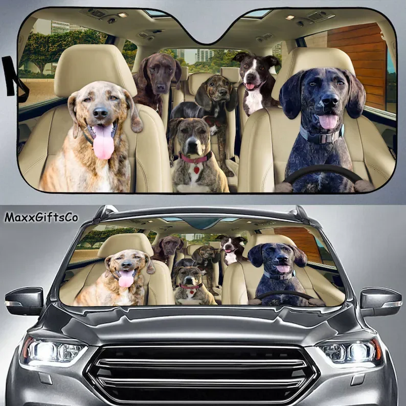 Plott Hound Car Sun Shade, Plott Hound Windshield, Dogs Family Sunshade, Dogs Car Accessories, Car Decoration, Dogs Lovers Gift