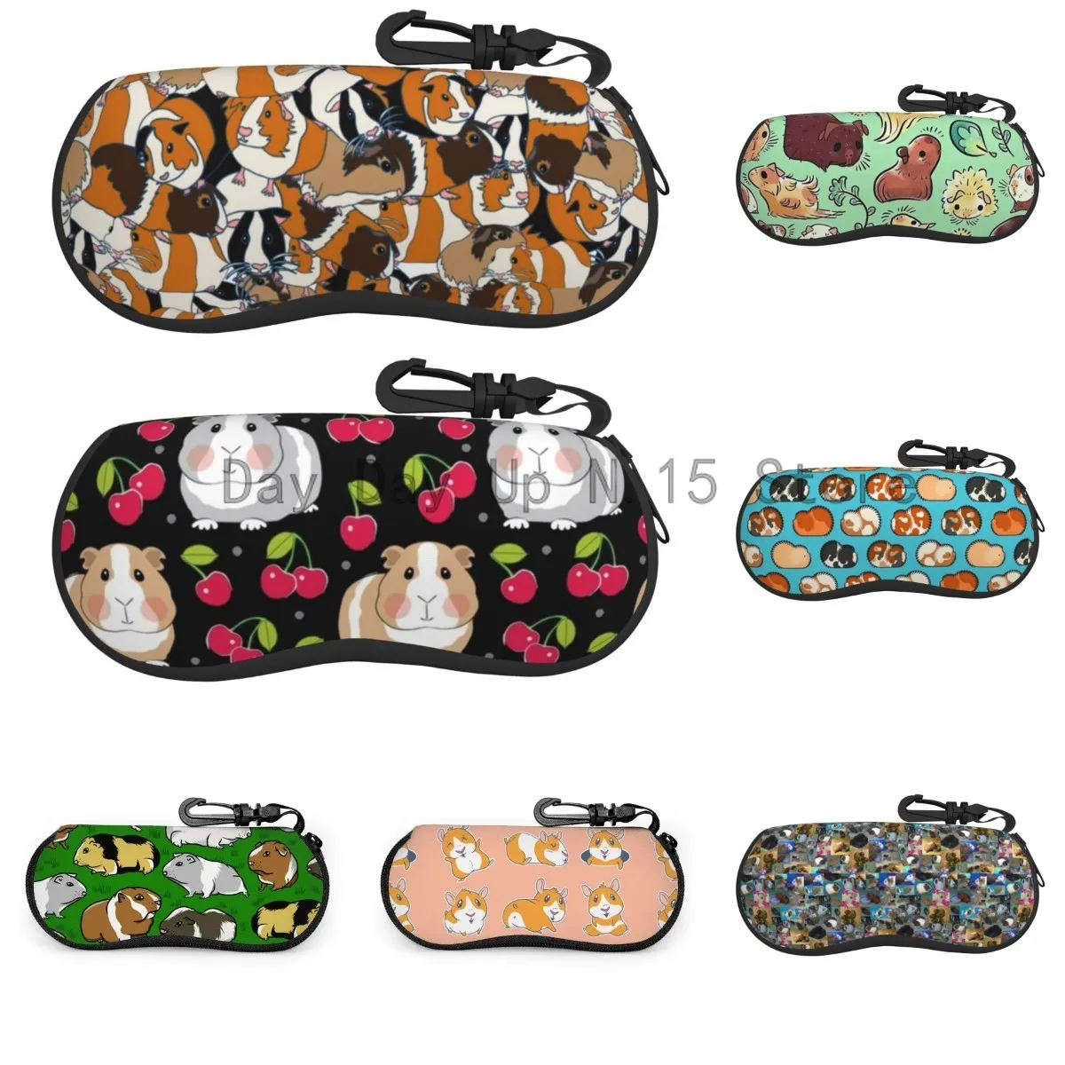 

Collage Of Guinea Pig Horizontal Glasses Case Cute Animal Daily Zipper Sunglasses Pouch Convenient Male Female Eyewear Storage